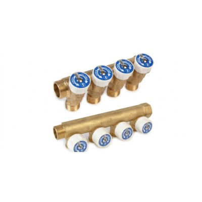 Collettore lineare 3/4" in ottone maschio femmina per sanitari vie 4