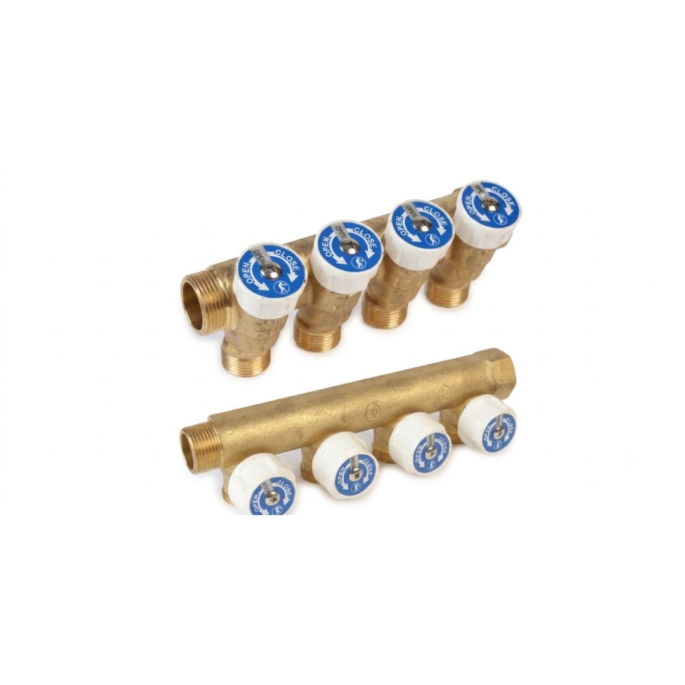 Collettore lineare 3/4" in ottone maschio femmina per sanitari vie 4