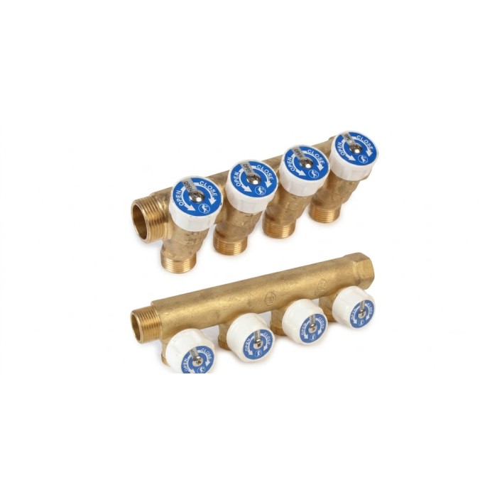 Collettore lineare 3/4" in ottone maschio femmina per sanitari vie 4