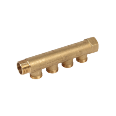 Collettore lineare 3/4" in ottone maschio femmina per riscaldamento vie 2