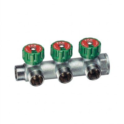 Collettore lineare 3/4" in ottone maschio femmina per sanitari vie 3