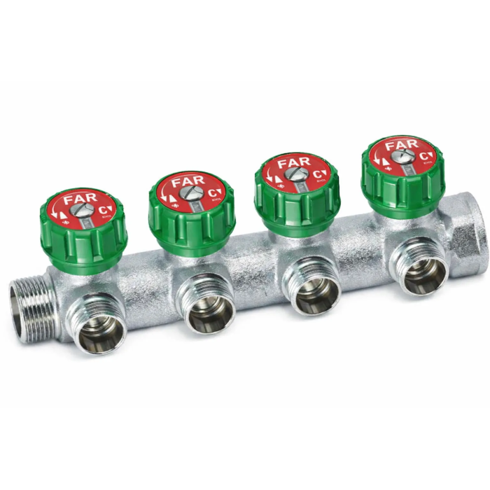 Collettore lineare 3/4" in ottone maschio femmina per sanitari vie 4