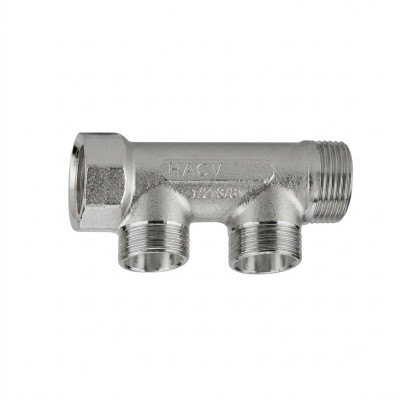 Collettore lineare 3/4" in ottone maschio femmina per riscaldamento vie 2