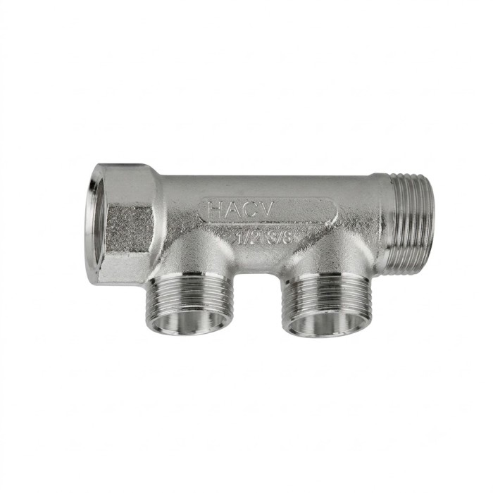 Collettore lineare 3/4" in ottone maschio femmina per riscaldamento vie 2