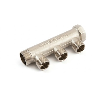 Collettore lineare 3/4" in ottone maschio femmina per riscaldamento vie 3