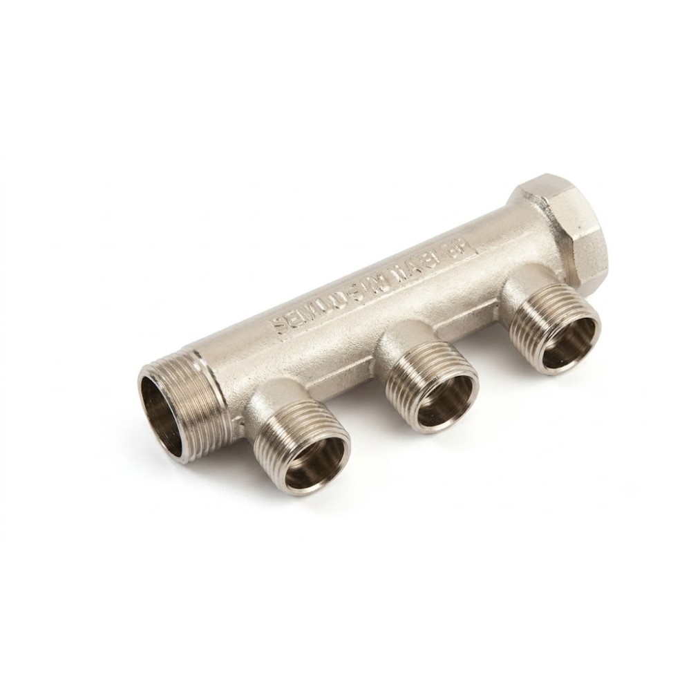 Collettore lineare 3/4" in ottone maschio femmina per riscaldamento vie 3