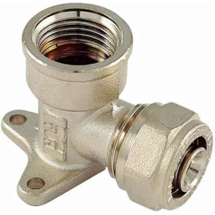 Raccordo curvo femmina flangiato in ottone cromato 1/2" M 24x19