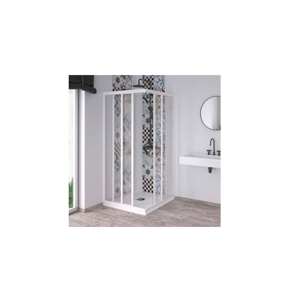 Box doccia ad angolo 70-65x100-95 in pvc modello acrilico H. Cm 190