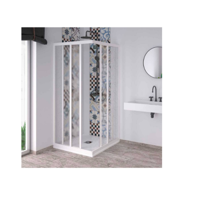 Box doccia ad angolo 90-85x90-85 in pvc modello acrilico H. Cm 190