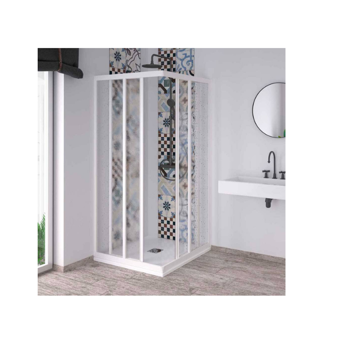 Box doccia ad angolo 90-85x90-85 in pvc modello acrilico H. Cm 190