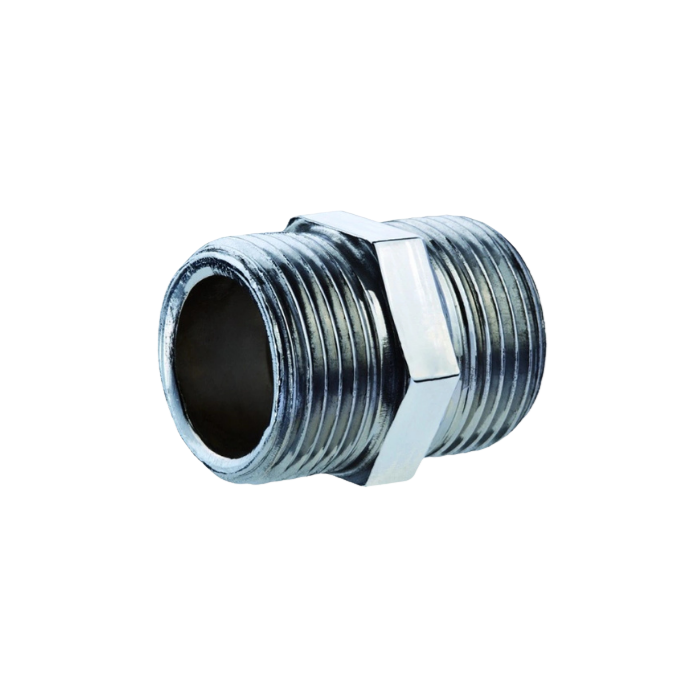 Raccordo diritto intermedio maschio niples in acciao cromato 1/2"