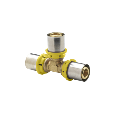 Raccordo a tee a 3 dadi a Pinzare gas per tubo multistrato ø16
