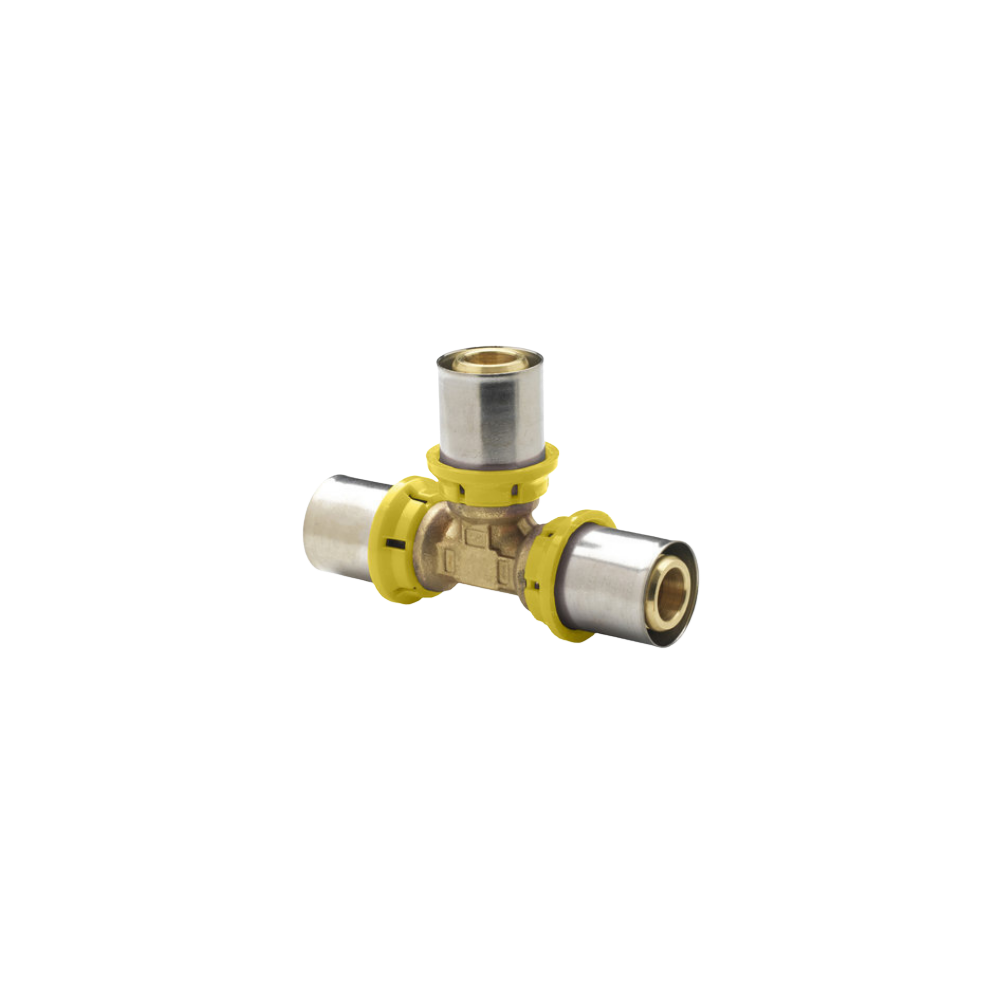 Raccordo a tee a 3 dadi a Pinzare gas per tubo multistrato ø16