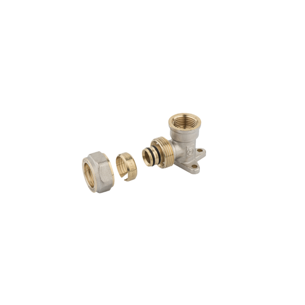 Raccordo curvo con flangia femmina a stringere attacco 1/2"x16