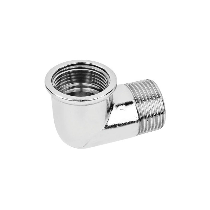 Raccordo curvo gomito maschio femmina in ottone cromato 1/2"