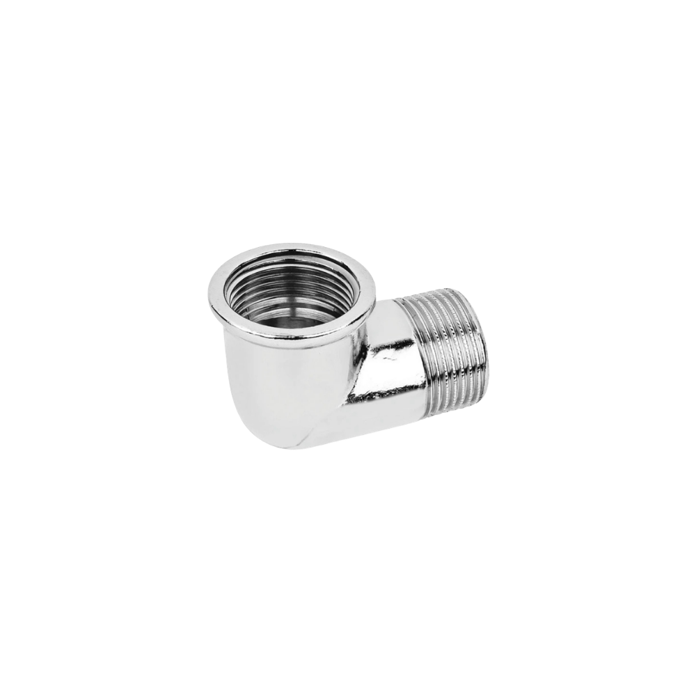 Raccordo curvo gomito maschio femmina in ottone cromato 3/8"