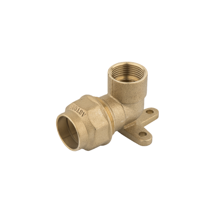 Raccordo curvo con flangia femmina 1" ø 32 con ghiera in ottone giallo