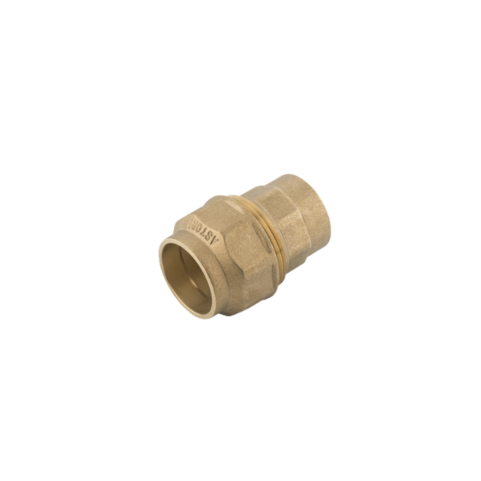 Raccordo diritto femmina 1/2" ø 20 con ghiera in ottone giallo
