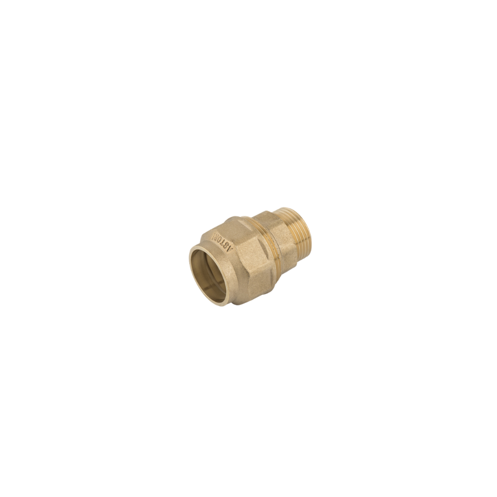 Raccordo diritto maschio 1" 1/2" ø 50 con ghiera in ottone giallo