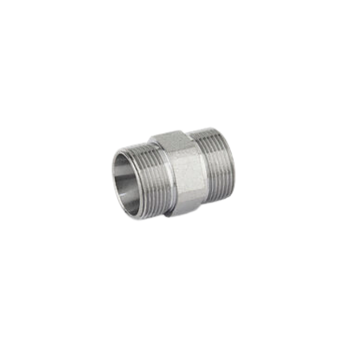 Raccordo diritto niples doppio  in ottone cromato M 24x19
