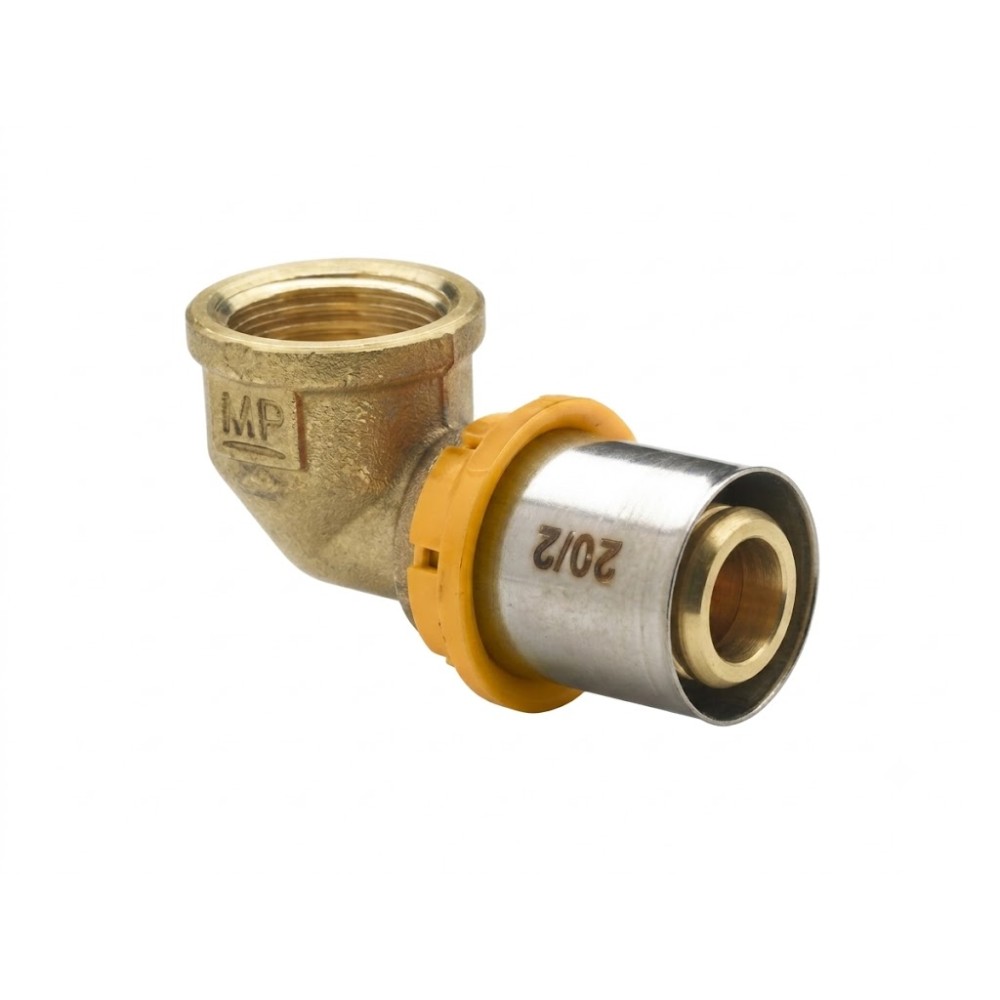 Raccordo curvo gomito femmina per gas a pinzare 1/2"xø16