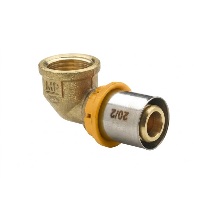Raccordo curvo gomito femmina per gas a pinzare 1/2"xø16