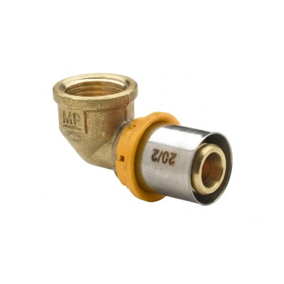Raccordo curvo gomito femmina per gas a pinzare 3/4"xø20