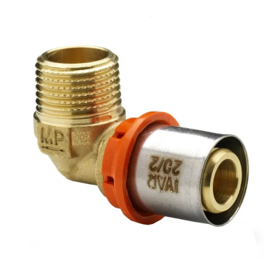 Raccordo curvo gomito maschio a pinzare 3/4"xø26