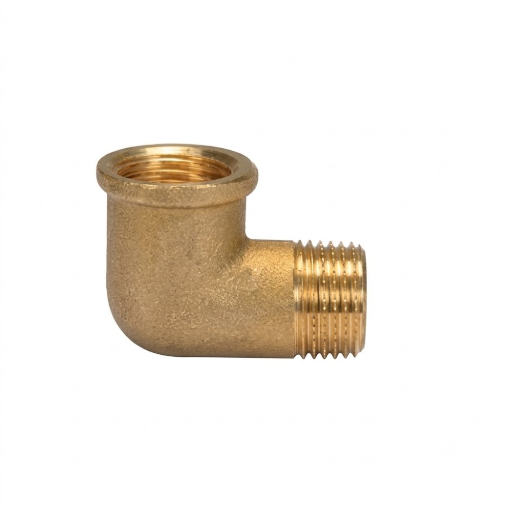 Raccordo curvo gomito maschio femmina in ottone giallo 1/2"
