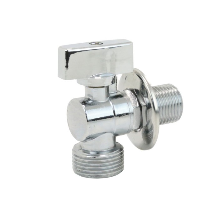 Rubinetto a sfera cromato per lavatrice 1/2"x3/4" con rosone leva in metallo