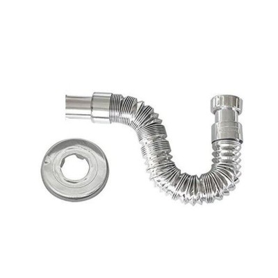 Sifone biscione cromato con rosone cromato 1"1/4 ø32