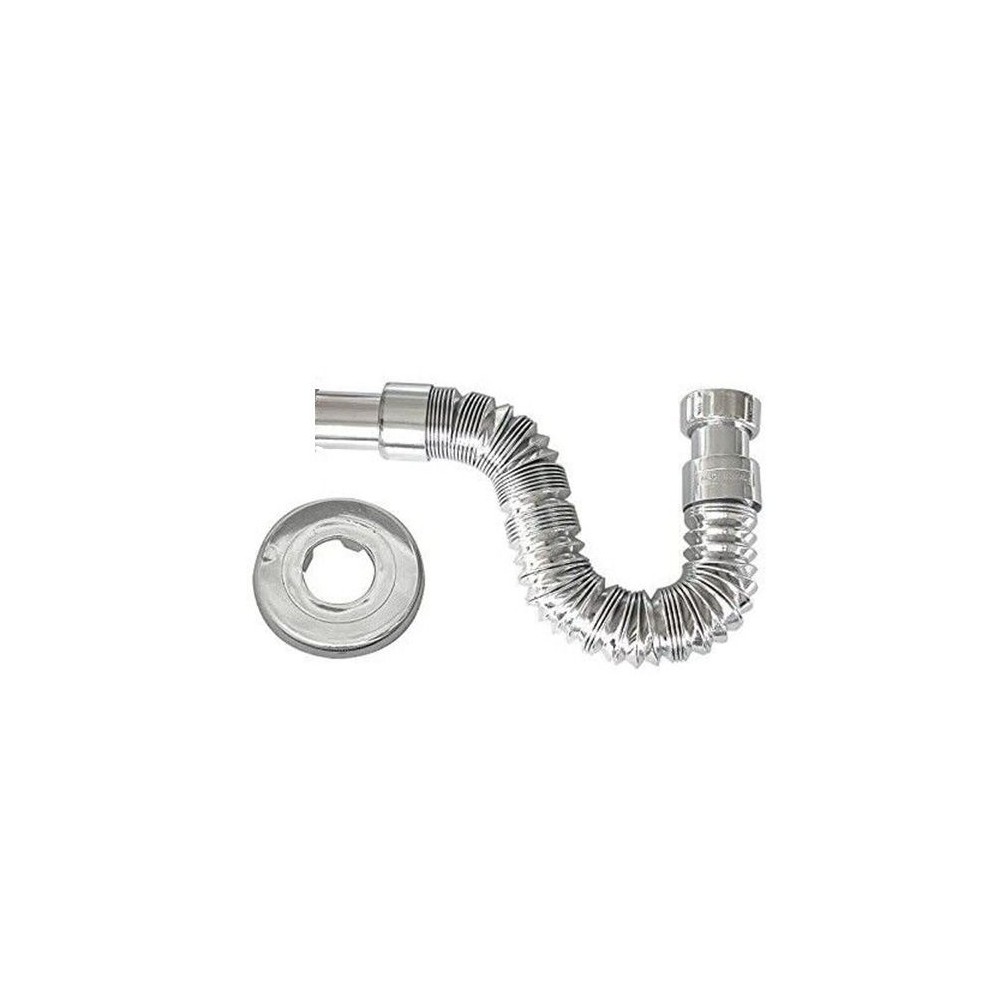 Sifone biscione cromato con rosone cromato 1"1/4 ø32