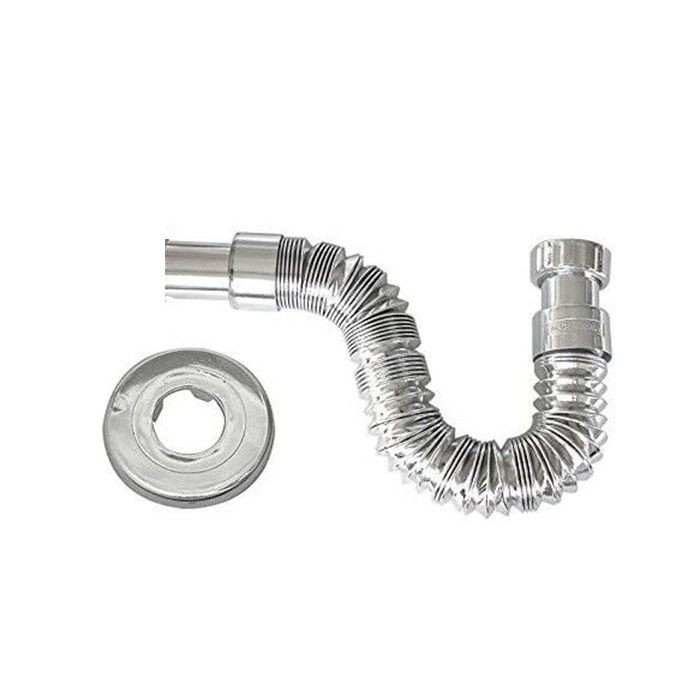 Sifone biscione cromato con rosone cromato 1"1/4 ø32