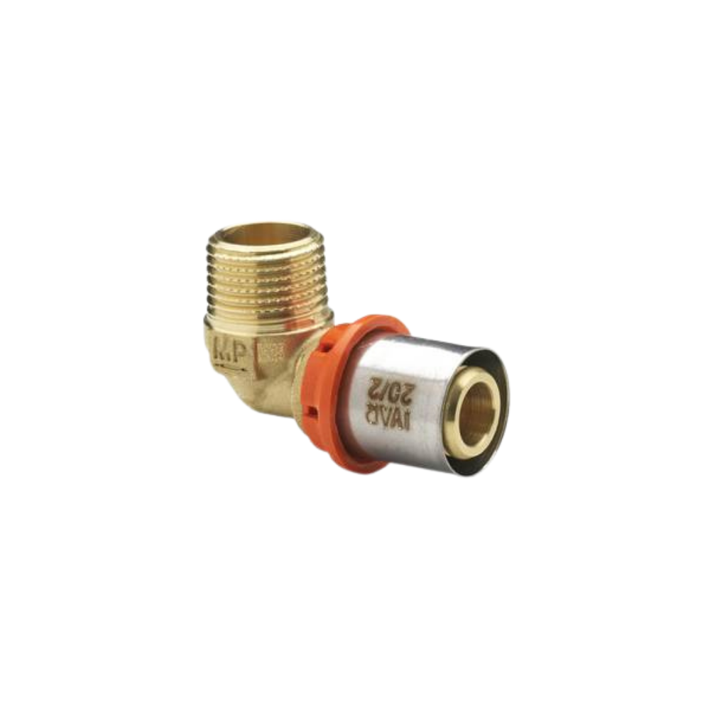 Raccordo curvo gomito maschio a Pinzare acqua 1/2"xø20