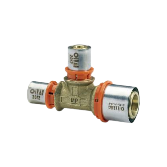 Raccordo a tee ridotto a Pinzare acqua per tubo multistrato ø20x20x16