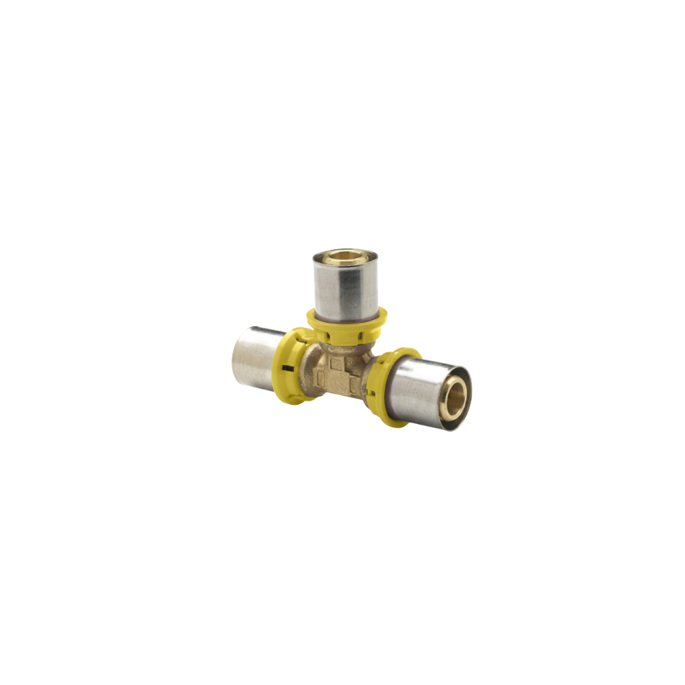 Raccordo a tee a 3 dadi a Pinzare gas per tubo multistrato ø26